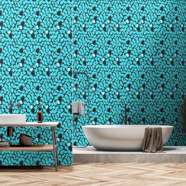Blue Avalanche smooth vinyl wallpaper (Bathroom)