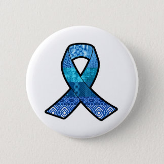 Blue Awareness Retro Ribbon Button
