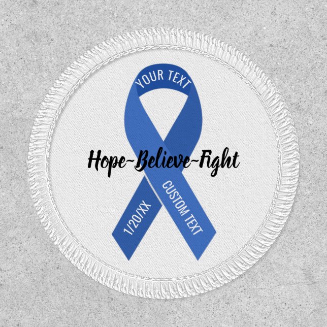 Blue Awareness Ribbon Add Your Custom Text Patch (Front)