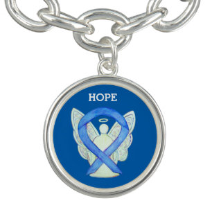 Blue Awareness Ribbon Angel Custom Charm Bracelet