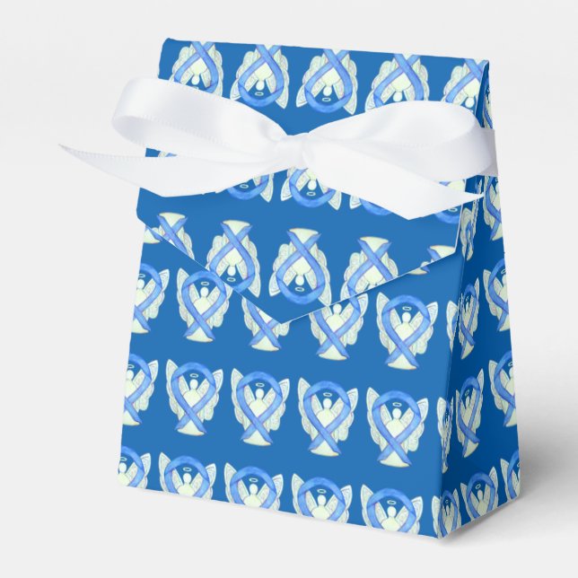 Blue Awareness Ribbon Angel Custom Party Favor Box (Front Side)