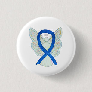 Blue Awareness Ribbon Angel Customized Button Pins