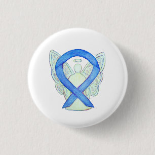 Blue Awareness Ribbon Angel Customized Button Pins