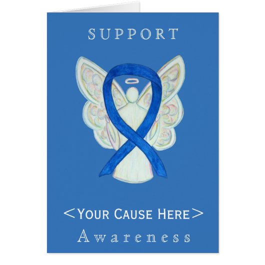 Blue Awareness Ribbon Angel Customized Card (Front)