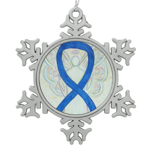 Blue Awareness Ribbon Angel Customized Ornament