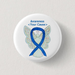 Blue Awareness Ribbon Angel Customized Pin Buttons