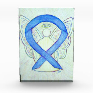 Blue Awareness Ribbon Angel Paperweight Award