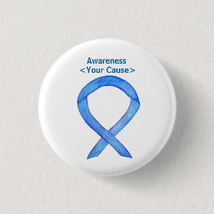 Blue Awareness Ribbon Art Customized Message Pins