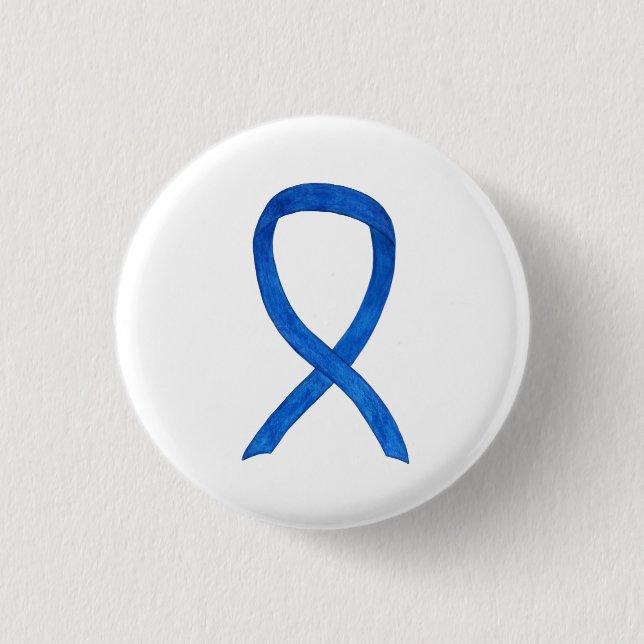 Blue Awareness Ribbon Art Customized Message Pins (Front)