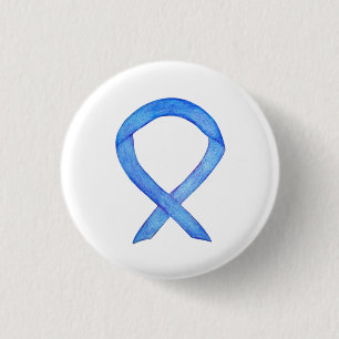 Blue Awareness Ribbon Art Customized Message Pins