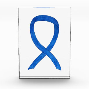 Blue Awareness Ribbon Art Paperweight Award