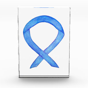 Blue Awareness Ribbon Art Paperweight Award