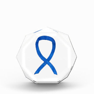 Blue Awareness Ribbon Art Paperweight Award