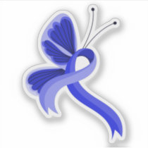 Blue Awareness Ribbon Butterfly Coffee Mug Sticker