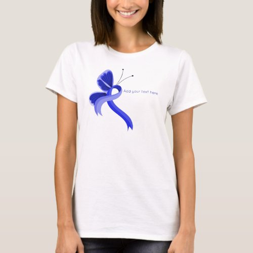 Blue Awareness Ribbon Butterfly T_Shirt