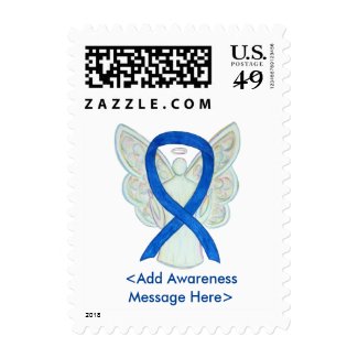 Blue Awareness Ribbon Custom Angel Postage Stamps