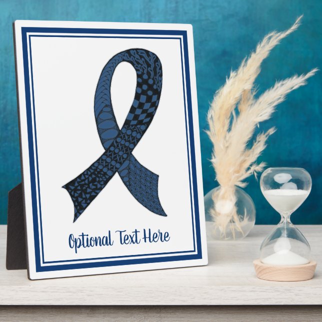 Blue Awareness Ribbon Custom Colors Plaque (Side)