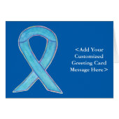 Blue Awareness Ribbon Custom Note Cards (Front Horizontal)