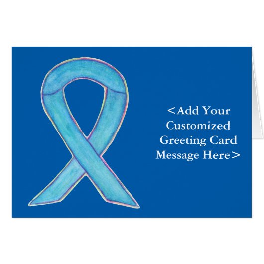 Blue Awareness Ribbon Custom Note Cards (Front Horizontal)