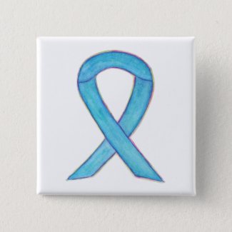 Blue Awareness Ribbon Custom Pin Buttons