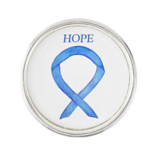 Blue Awareness Ribbon Custom Words Lapel Pins