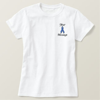 Blue awareness ribbon - Customize Embroidered Shirt
