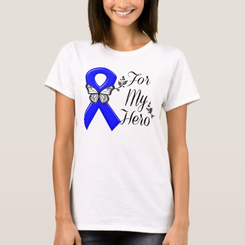 Blue Awareness Ribbon For My Hero T_Shirt