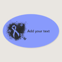 Blue Awareness Ribbon Grunge Heart Oval Sticker