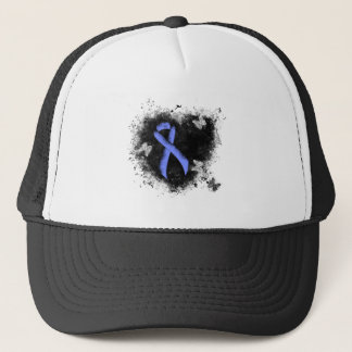 Blue Awareness Ribbon Grunge Heart Trucker Hat