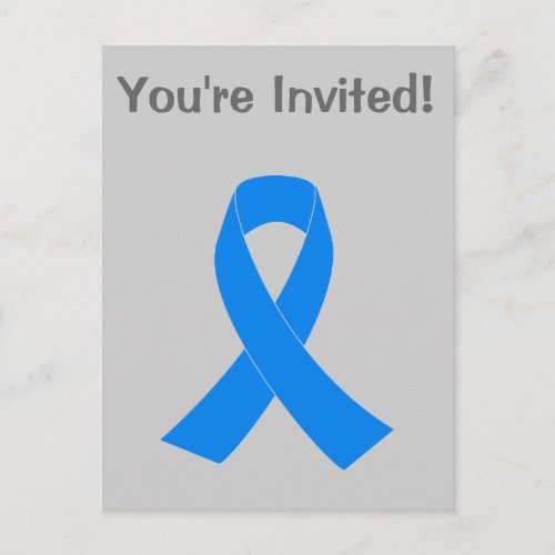 Blue Awareness Ribbon Invitation Postcard
