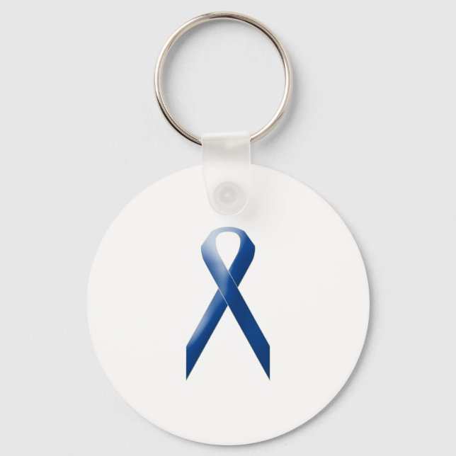 Blue awareness ribbon keychain (Front)