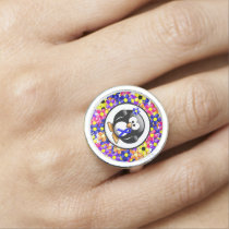 Blue Awareness Ribbon Penguin Ring
