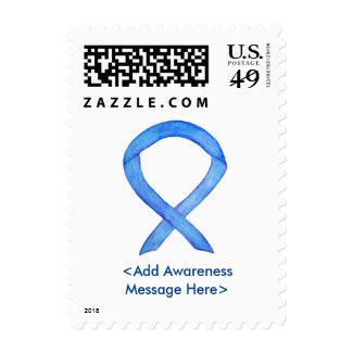 Blue Awareness Ribbon Personalized Postage Stamp