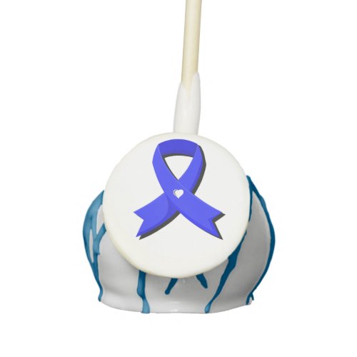 Blue Awareness Ribbon White Heart Fundraiser Cake Pops