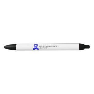 Blue Awareness Ribbon White Heart Fundraiser Pen