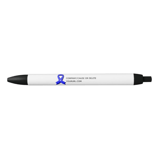 Blue Awareness Ribbon White Heart Fundraiser Pen (Front)
