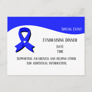 Blue Awareness Ribbon White Heart Fundraiser Postcard