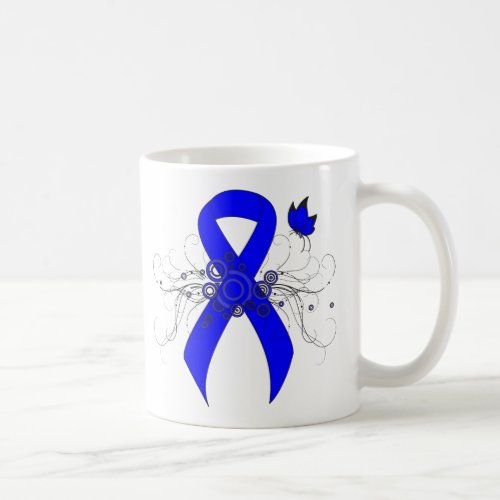 Blue Awareness Ribbon with Butterfly Coffee Mug