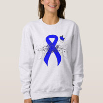 Blue Awareness Ribbon with Butterfly Sweatshirt