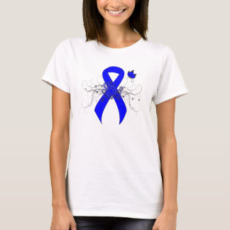 Blue Awareness Ribbon with Butterfly T-Shirt
