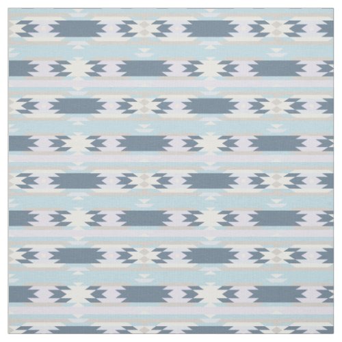 Blue Aztec Bohemian Native Tribal Pattern Fabric