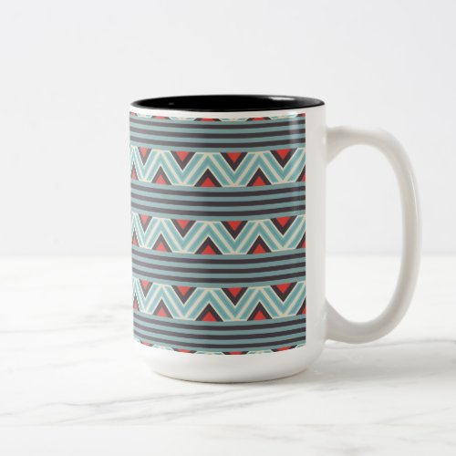 Blue Aztec Stripes Two_Tone Coffee Mug