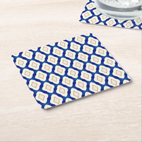  Blue Azulejos Ceramic Decor  Square Paper Coaster