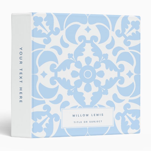  Blue Azulejos Portuguese Spanish Mediterranean 3 Ring Binder (Front/Spine)