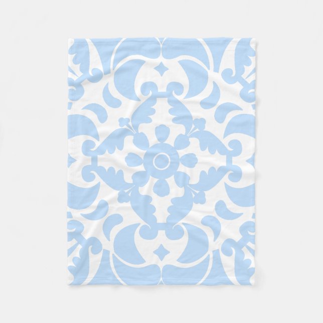  Blue Azulejos Portuguese Spanish Mediterranean Fleece Blanket (Front)