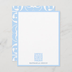 Blue Azulejos Portuguese Spanish Mediterranean Note Card