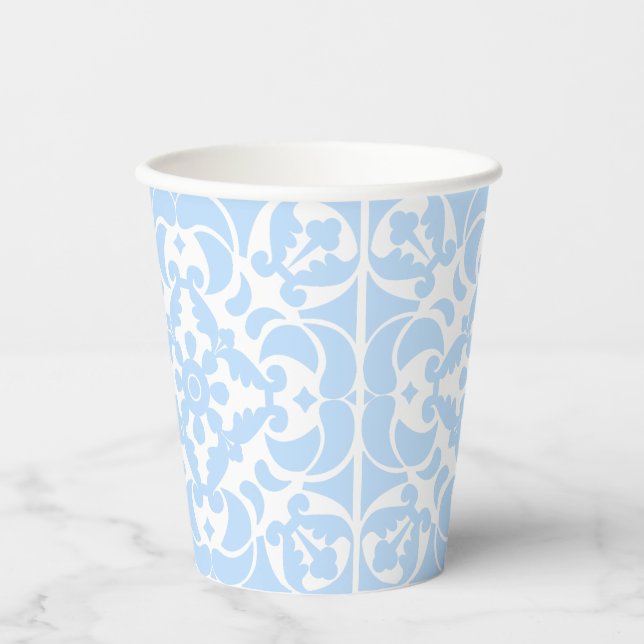  Blue Azulejos Portuguese Spanish Mediterranean Paper Cups (Front)