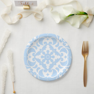 Blue Azulejos Portuguese Spanish Mediterranean Paper Plates