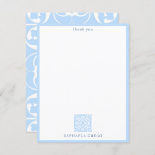 Blue Azulejos Portuguese Spanish Mediterranean Thank You Card