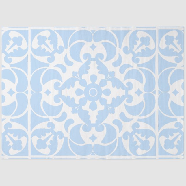  Blue Azulejos Portuguese Spanish Mediterranean Tissue Paper (Front)